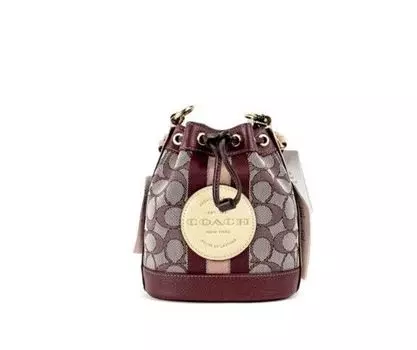 Сумка-ведро Dempsey Mini Wine Jacquard Canvas Crossbody Coach