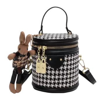 Сумка-ведро Dusen Kangaroo Woolen Handheld, сумка через плечо, женская, черно-коричневая