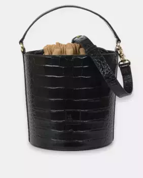 Сумка-ведро из черной тисненой кожи Leandra, черный
