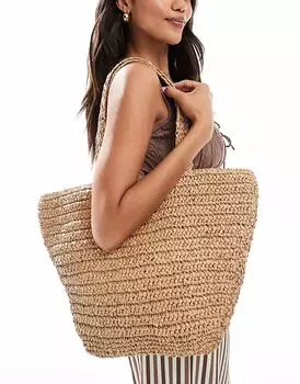 Сумка-ведро из рафии Native Youth бежевого цвета