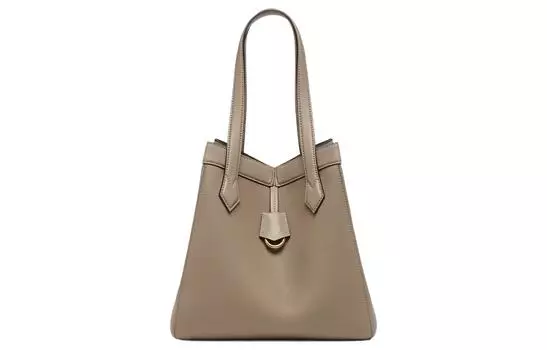 Сумка-ведро из телячьей кожи, на одно плечо, среднего размера, женская, цвет сизый FENDI