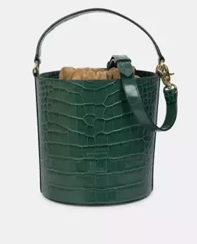 Сумка-ведро из тисненой зеленой кожи Leandra, зеленый