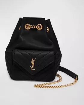 Сумка-ведро Joe Mini YSL из гладкой кожи с регулируемым ремешком Saint Laurent, цвет Noir