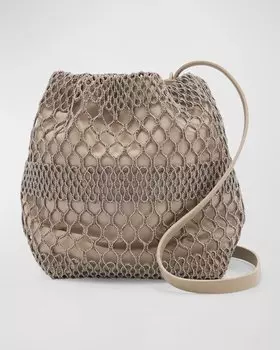 Сумка-ведро Monili с клеткой Brunello Cucinelli, цвет Dark Beige