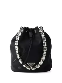 Сумка-ведро Prada Re-Nylon с аппликацией логотипа, черный