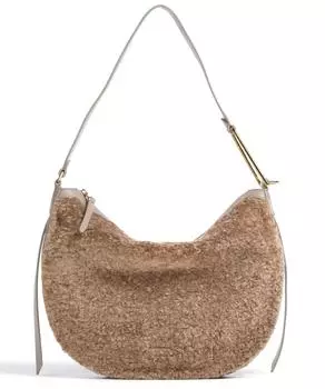 Сумка-ведро Priscilla Astrakan из зерненой коровьей кожи и искусственного меха Coccinelle, коричневый