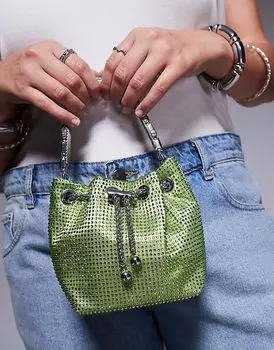Сумка-ведро River Island Heatseal зеленого цвета