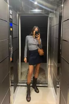 Сумка-ведро с геометрическим изображением ZARA, темно-загар
