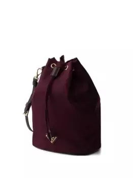 Сумка-ведро с металлическим логотипом и завязкой Prada, красный
