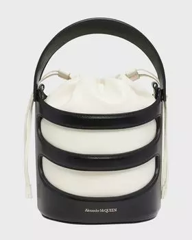 Сумка-ведро с подъемом Alexander McQueen, цвет Black Soft Ivory