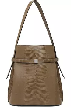 Сумка-ведро с тиснением в виде ящерицы и поясом Toteme, зеленый