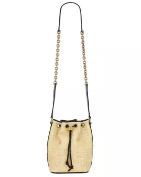 Сумка-ведро Seau из рафии Saint Laurent, цвет Naturel & Black