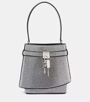 Сумка-ведро shark lock с кристаллами Givenchy, серебро