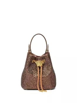 Сумка-ведро со стразами Versace, коричневый