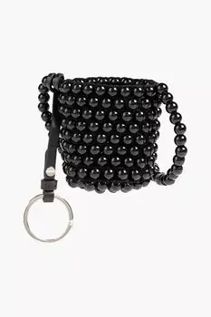 Сумка-ведро, связанная крючком из бисера JIL SANDER, черный