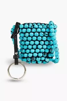 Сумка-ведро, связанная крючком из бисера JIL SANDER, бирюзовый