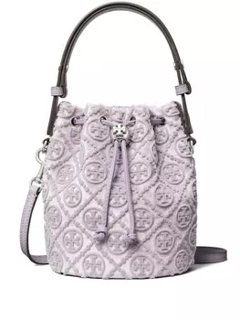 Сумка-ведро T Monogram размера мини Tory Burch, фиолетовый