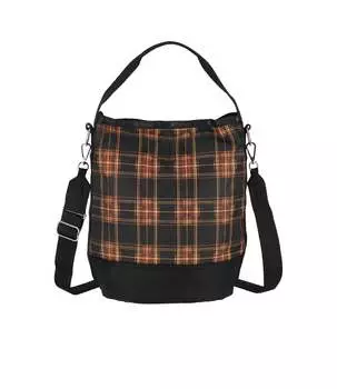 Сумка-ведро-трансформер LeSportsac, цвет cozy tartan black