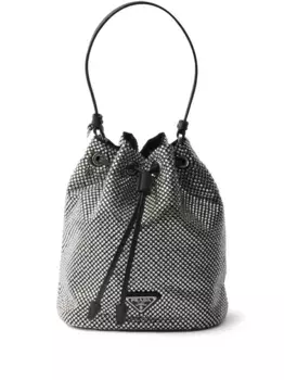 Сумка-ведро, украшенная кристаллами Prada, черный