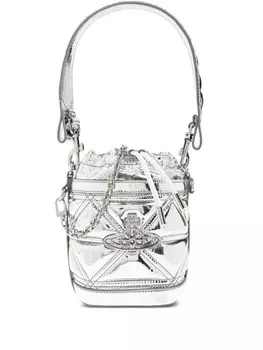 Сумка-ведро Vivienne Westwood с металлической пластиной Orb, серебряный