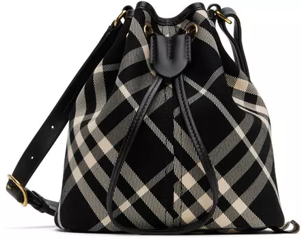 Сумка-ведро в клетку Black & Off-White Mini Burberry