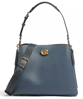 Сумка-ведро Willow из зерненой кожи Coach, синий