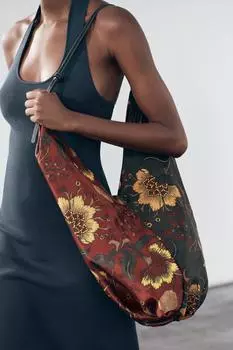 Сумка-ведро xl из ткани с принтом ZARA, желтый