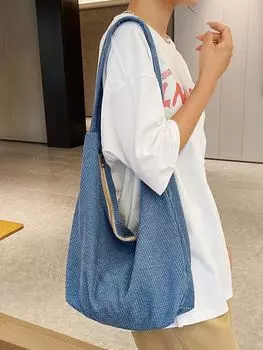 Сумка вельветовая через плечо, синий