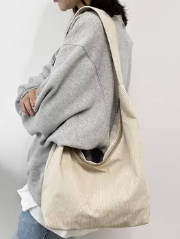 Сумка вельветовая деловая, бежевый