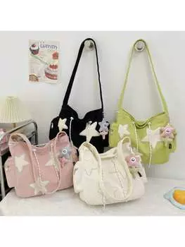 Сумка вельветовая с цветными блоками, черный