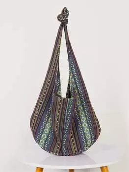 Сумка винтажная полосатая, темно-синий