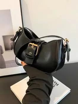 Сумка винтажная с украшением, черный