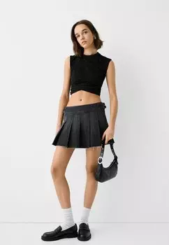 Сумка WITH TOPSTITCHING Bershka, цвет black