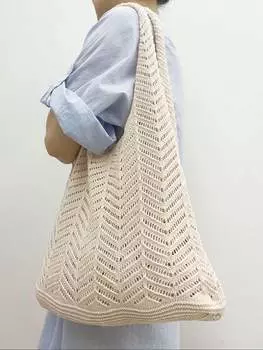 Сумка вязаная большая, абрикосовый