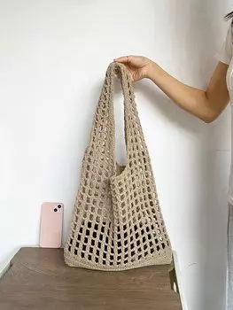 Сумка вязаная крючком, хаки