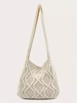 Сумка вязаная Vacation на кнопках, абрикосовый