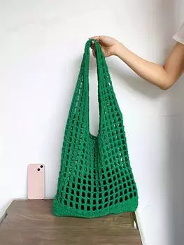 Сумка вязаная, зеленый