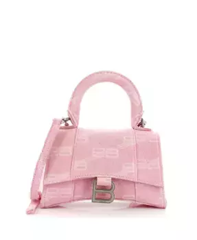 Сумка XS Hourglass с верхней ручкой, BB Monogram Denim Pre-Owned Balenciaga, розовый