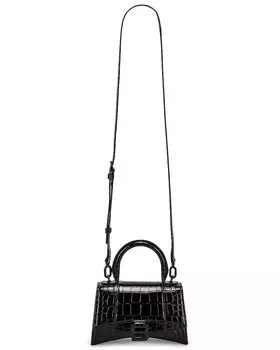 Сумка XS с тиснением под крокодила и песочными часами сверху Balenciaga, черный