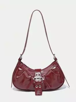 Сумка Y2K с заклепками, бургундия