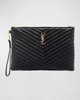 Сумка YSL Monogram среднего размера из гладкой кожи Saint Laurent, цвет Black