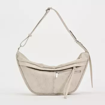 Сумка Zara Crackled-effect Shoulder, кремовый