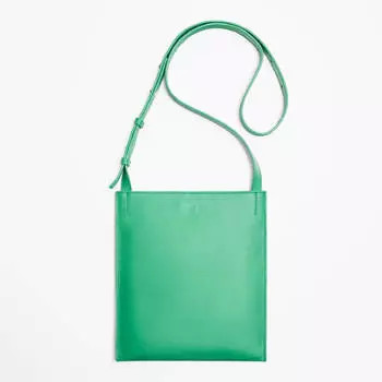 Сумка Zara Leather Crossbody, ярко-зеленый