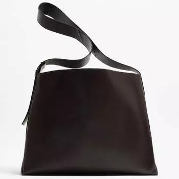 Сумка Zara Leather Crossbody, темно-коричневый