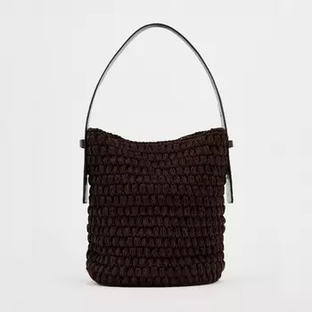 Сумка Zara Macram Bucket, коричневый