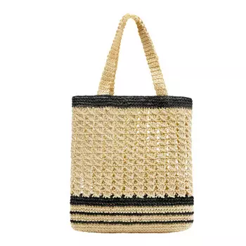Сумка Zara Plaited Tote, черный/бежевый