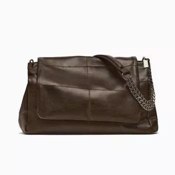 Сумка Zara Rocker Shoulder With Flap, коричневый