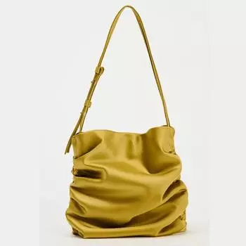 Сумка Zara Satin-effect, желто-зеленый