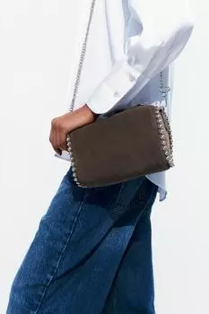 Сумка Zara Split Suede With Beads, серый