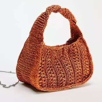 Сумка Zara Woven Shopper Bag Rhinestones, оранжевый